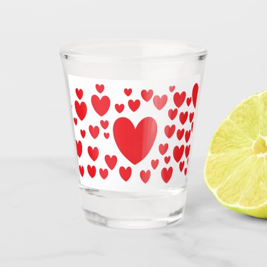 Red Hearts Shot Glass Glas (Voorkant)