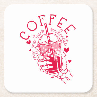 Red Hearts Skeleton Coffee Soulmate Kartonnen Onderzetters