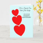 Red Hearts Son and Wife persoonlijk Jubileum Kaart (Gele Bloem)