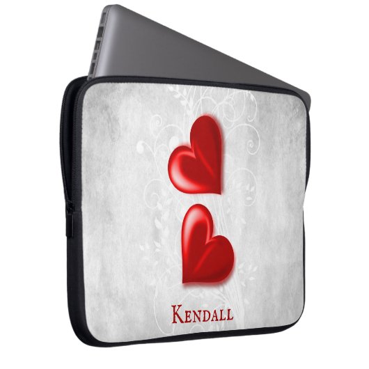 Red Hearts, speciaal voor laptops ontworpen hoes (Voorkant Rechts)