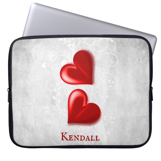 Red Hearts, speciaal voor laptops ontworpen hoes (Voorkant)