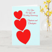 Red Hearts Specialized 6th Wedding Jubileum Kaart (Gele Bloem)