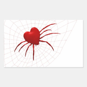 Red Hearts Spider Rechthoekige Sticker