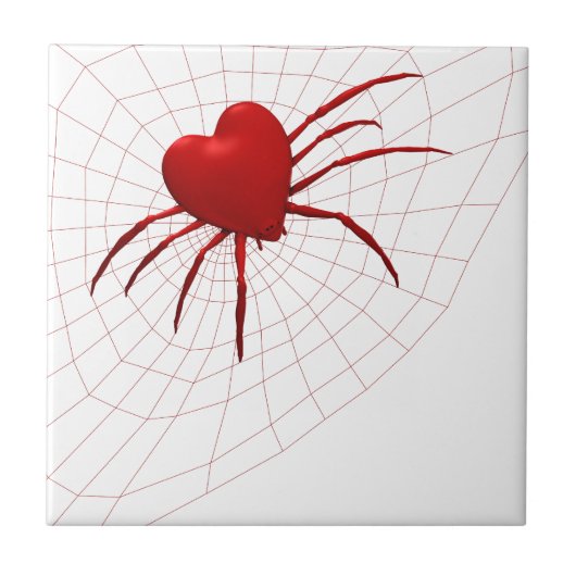 Red Hearts Spider Tegeltje (Voorkant)