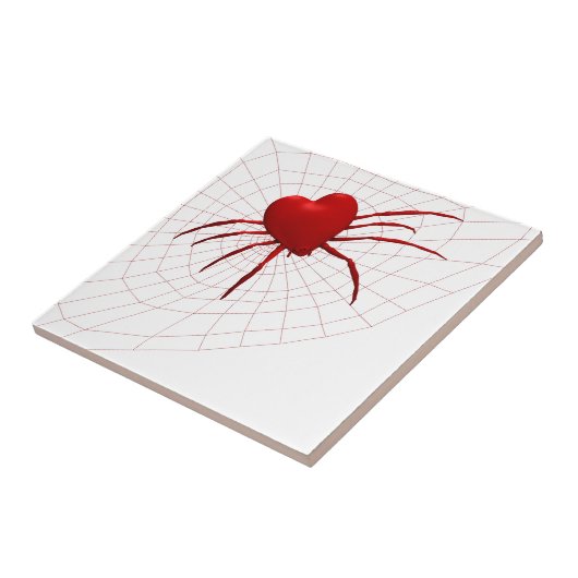 Red Hearts Spider Tegeltje (Zijkant)