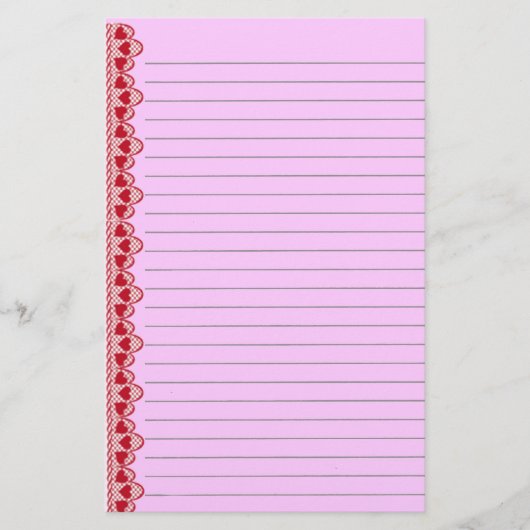 Red Hearts Stationery Briefpapier (Voorkant)