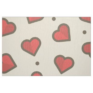 Red hearts stof