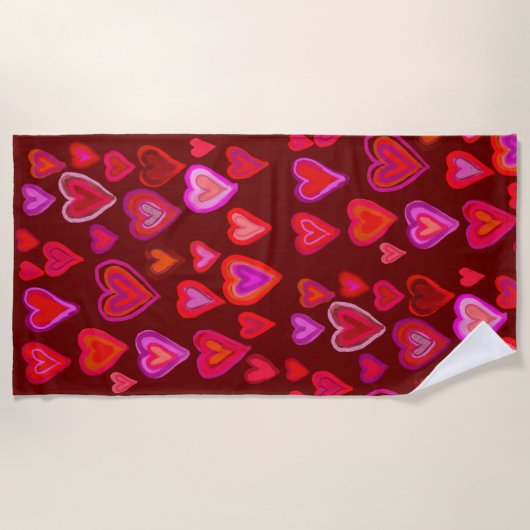 Red hearts strandlaken (Voorkant)