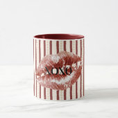 Red Hearts Stripes XOXO Kiss Lips Mok (Midden)