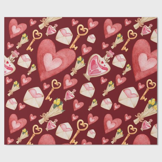 Red Hearts Style Cadeaupapier (Vlak)