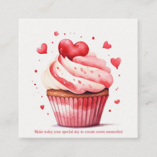 Red Hearts Sweet Cupcake Valentijnsdag Kaart