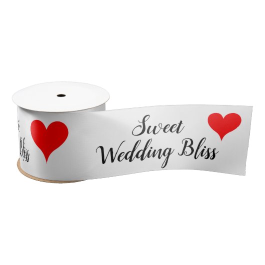 Red Hearts Sweet Wedding Bliss 3 INCH Satijnen Lint (Spoel)