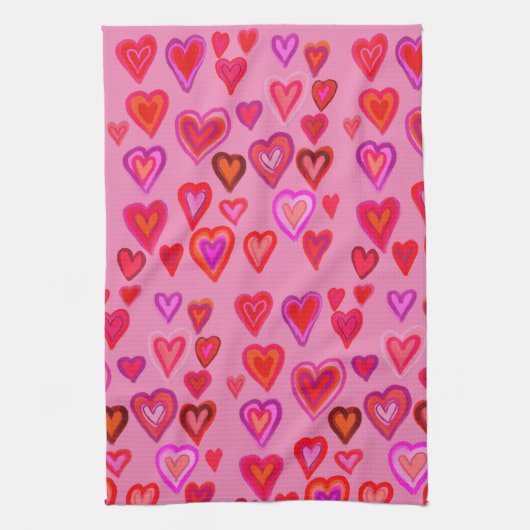 Red hearts theedoek (Verticaal)