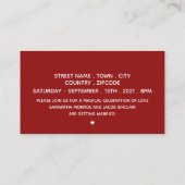 Red Hearts, Ticket Uitnodiging van de Partij van d Informatiekaartje (Achterkant)