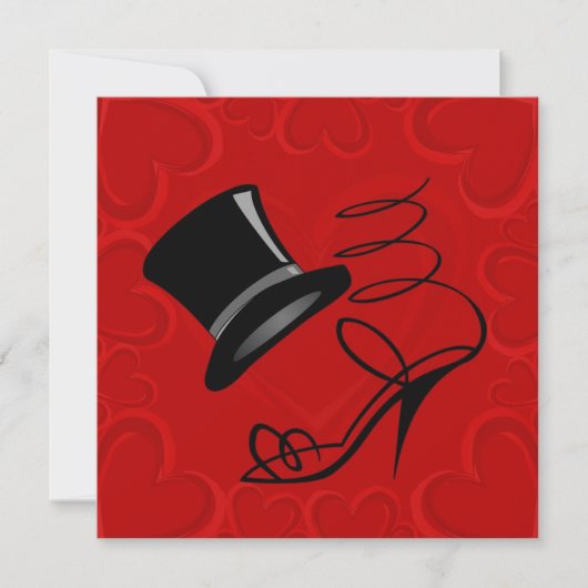 Red Hearts top Hat High Heat Dank je wel Notitiekaartje (Voorkant)