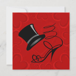 Red Hearts top Hat High Heat Dank je wel Notitiekaartje