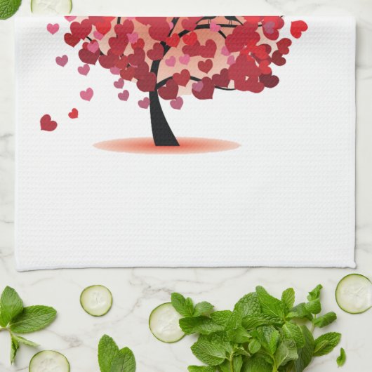 Red Hearts Tree Kitchen Towel Theedoek (Gevouwen)