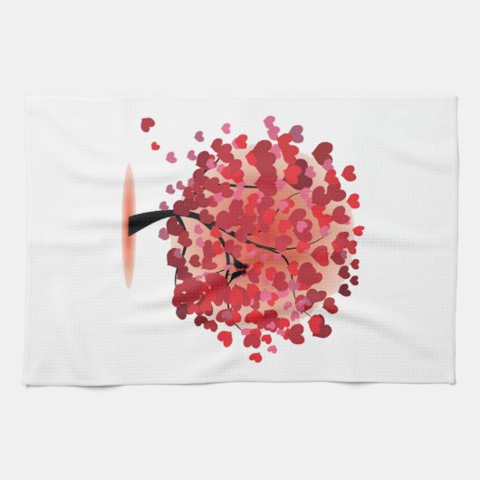Red Hearts Tree Kitchen Towel Theedoek (Horizontaal)
