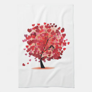 Red Hearts Tree Kitchen Towel Theedoek