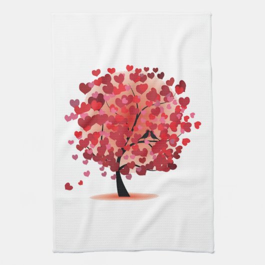Red Hearts Tree Kitchen Towel Theedoek (Verticaal)