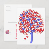 Red Hearts Tree Valentijn Briefkaart (Voorkant / Achterkant)
