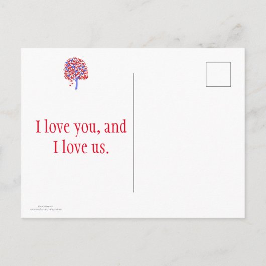 Red Hearts Tree Valentijn Briefkaart (Achterkant)