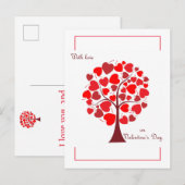 Red Hearts Tree Valentijn Briefkaart (Voorkant / Achterkant)