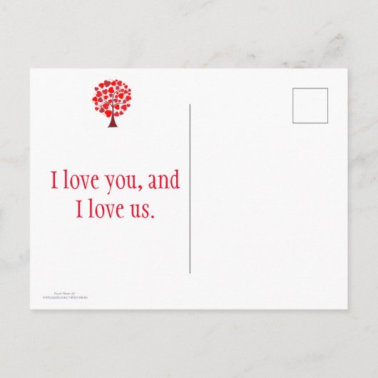 Red Hearts Tree Valentijn Briefkaart (Achterkant)