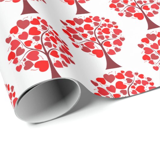 Red Hearts Tree Valentijn Cadeaupapier (Rol Hoek)