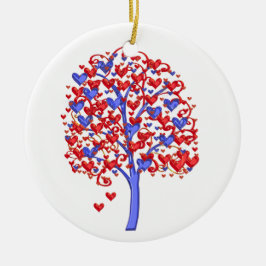 Red Hearts Tree Valentijn Keramisch Ornament