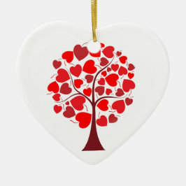 Red Hearts Tree Valentijn Keramisch Ornament