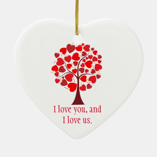 Red Hearts Tree Valentijn Keramisch Ornament (Achterkant)