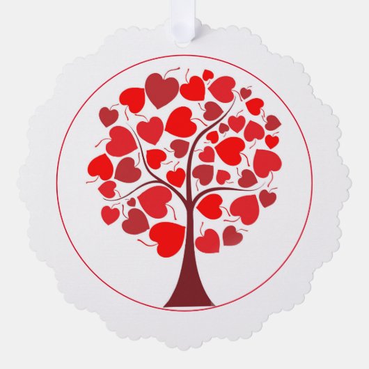 Red Hearts Tree Valentijn Ornament Kaart (Voorkant)