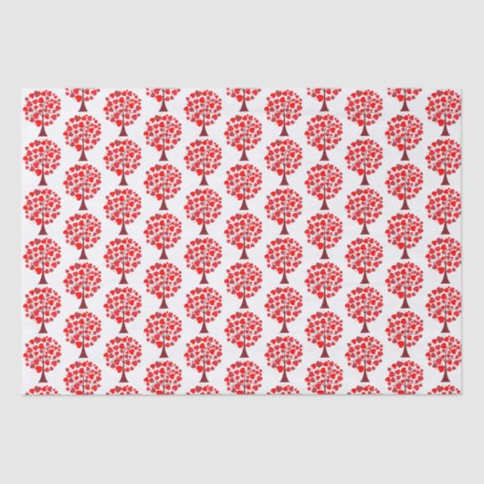 Red Hearts Tree Valentijn Tissuepapier (Voorkant)