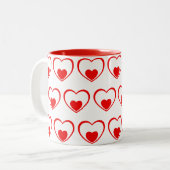 Red hearts tweekleurige koffiemok (Voorkant links)