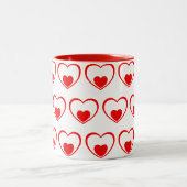 Red hearts tweekleurige koffiemok (Center)