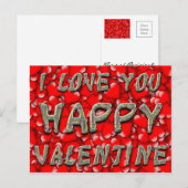 Red Hearts Typography Valentijn I Love You Feestdagenkaart (Voorkant / Achterkant)