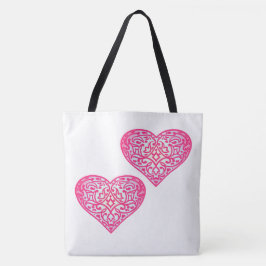 Red Hearts Unieke Patroon Valentijn Tote Bag