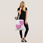 Red Hearts Unieke Patroon Valentijn Tote Bag (Op model)