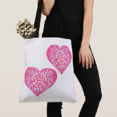 Red Hearts Unieke Patroon Valentijn Tote Bag (Dichtbij)