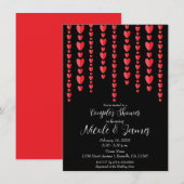 Red Hearts Valentijn Couple's Trouwdouche Kaart (Voorkant / Achterkant)