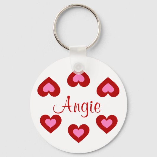Red Hearts  Valentijn Naam Sleutelhanger (Voorkant)