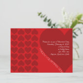 Red Hearts Valentijn Party Invitation Kaart (Staand voorkant)