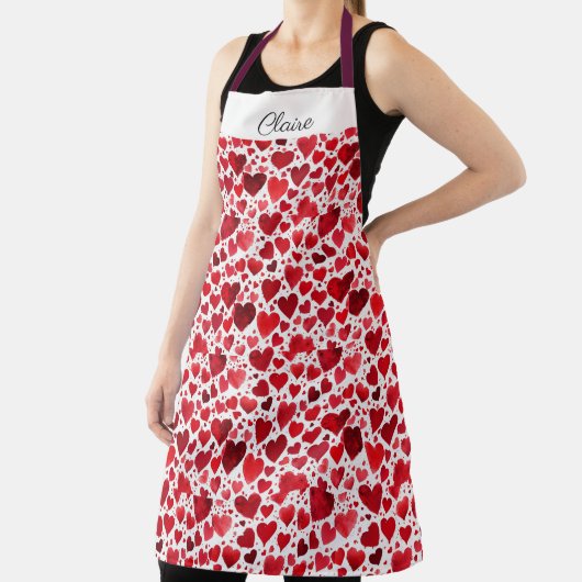 Red Hearts Valentijn Schort. Bewerkbare naam. Schort (Insitu)