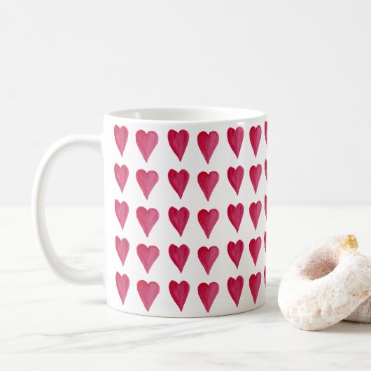 Red Hearts Valentijn's Day  Cute Koffiemok (Met donut)