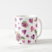 Red Hearts Valentijn's Day Waterverf Rozen Koffiemok (Voorkant rechts)