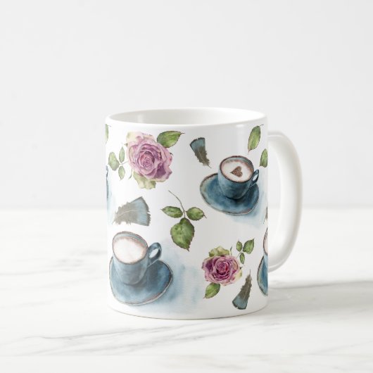 Red Hearts Valentijn's Day Waterverf Rozen Koffiemok (Voorkant rechts)