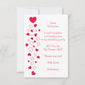 Red Hearts Valentijnsdag Bloemenmeisje Wedding Kaart (Achterkant)