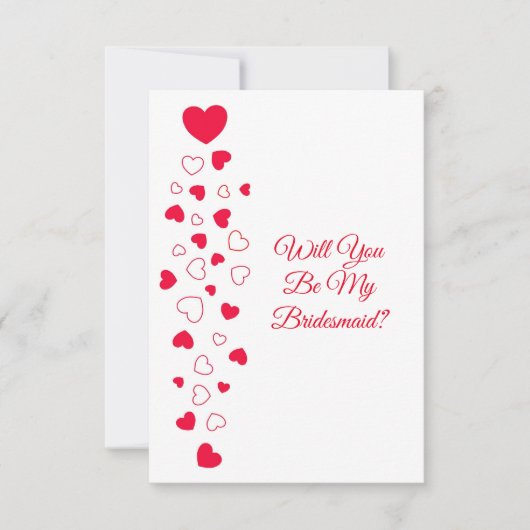 Red Hearts Valentijnsdag bruidsmeisje bruiloft Kaart (Voorkant)