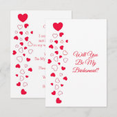 Red Hearts Valentijnsdag bruidsmeisje bruiloft Kaart (Voorkant / Achterkant)